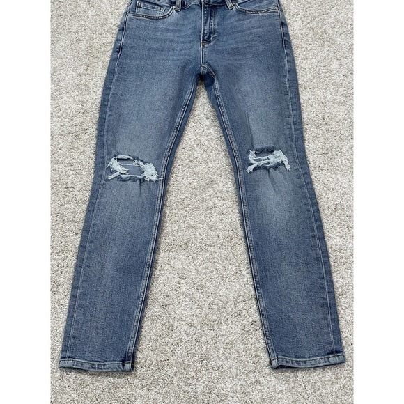 ANINE BING GABE MID RISE ANKLE SKINNY JEANS DESTRUCTED LIGHT INDIGO SZ-27 (B100) - Picture 3 of 12